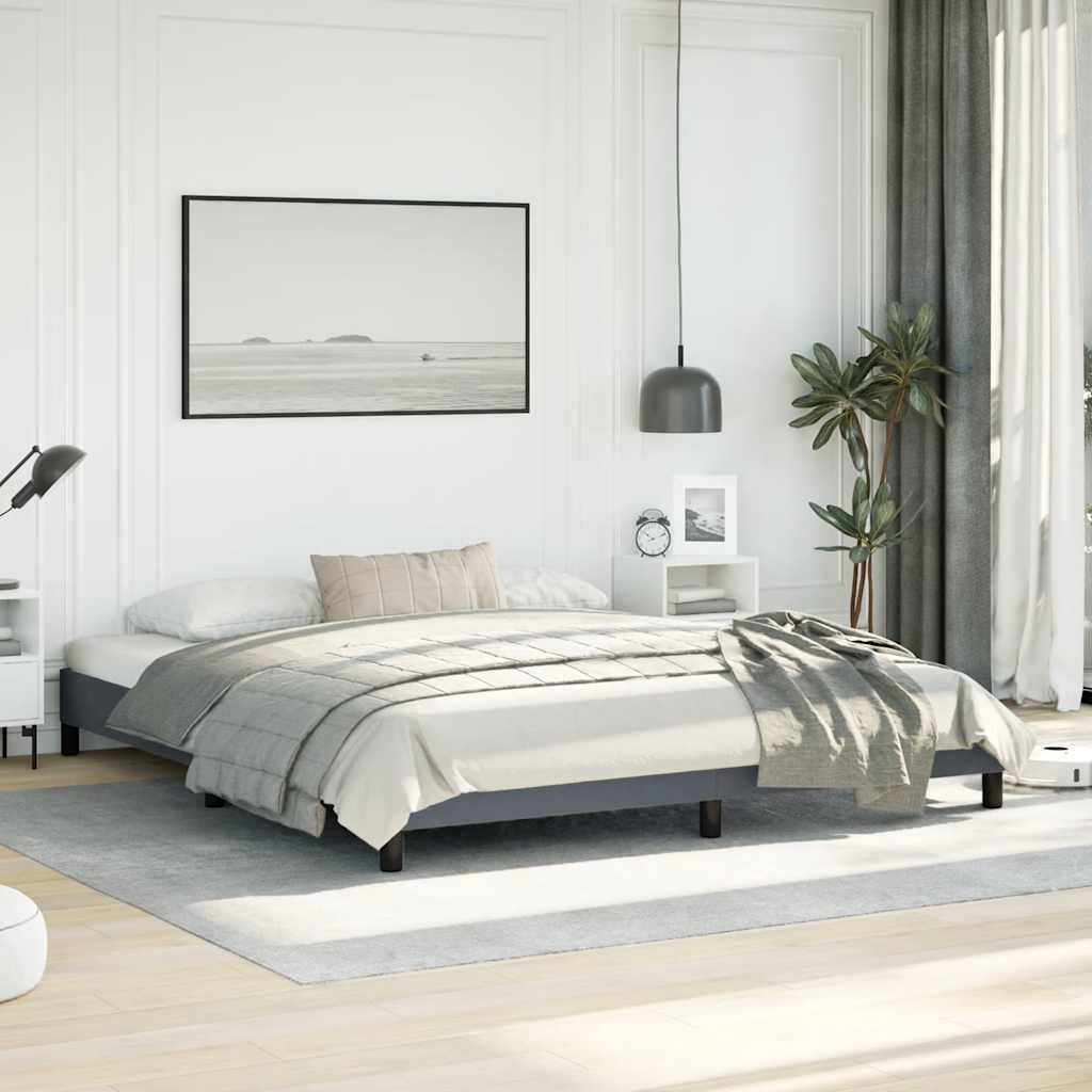 Cadre de lit sans matelas gris foncé California velours - XIOS