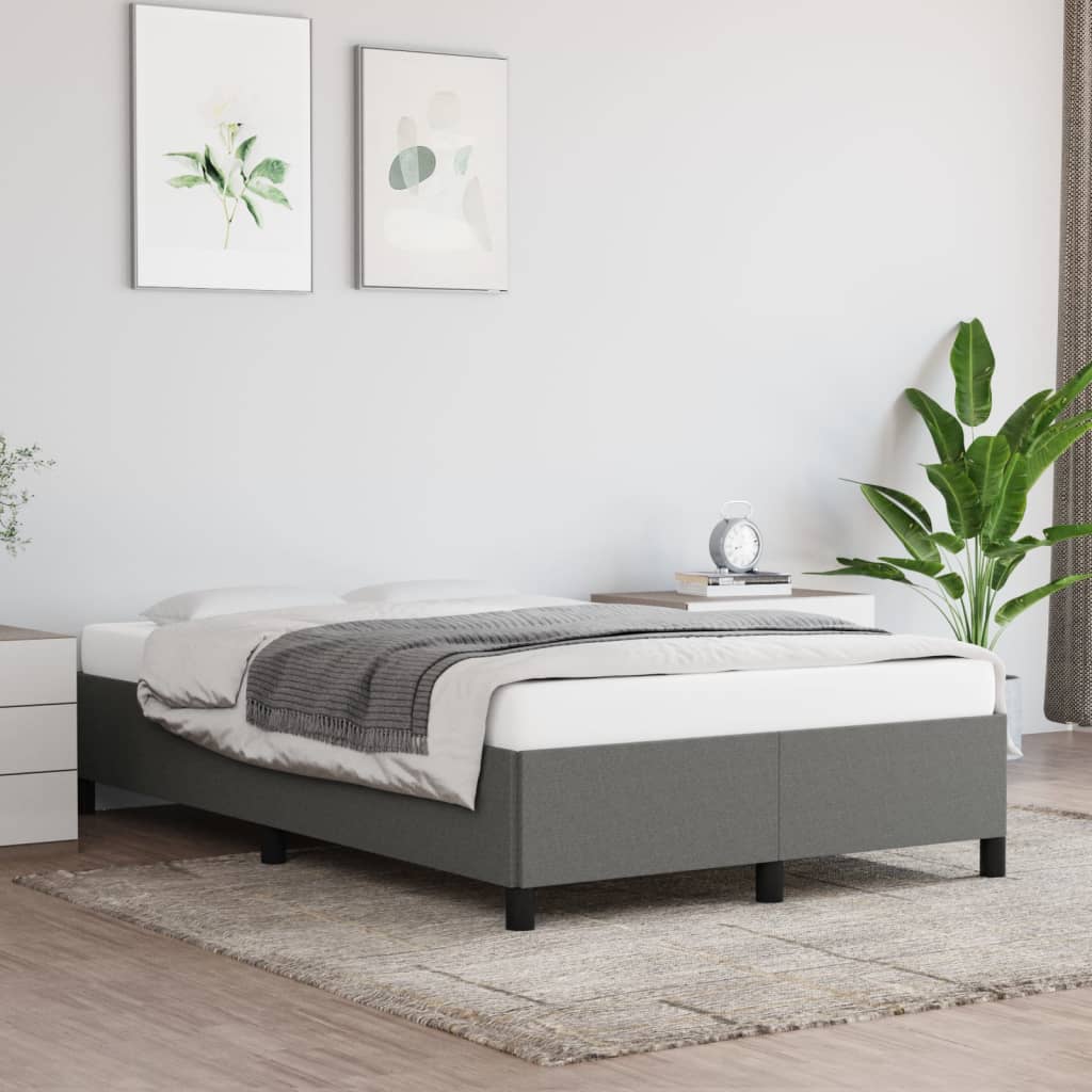 Cadre de lit sans matelas gris foncé 120x200 cm tissu - XIOS