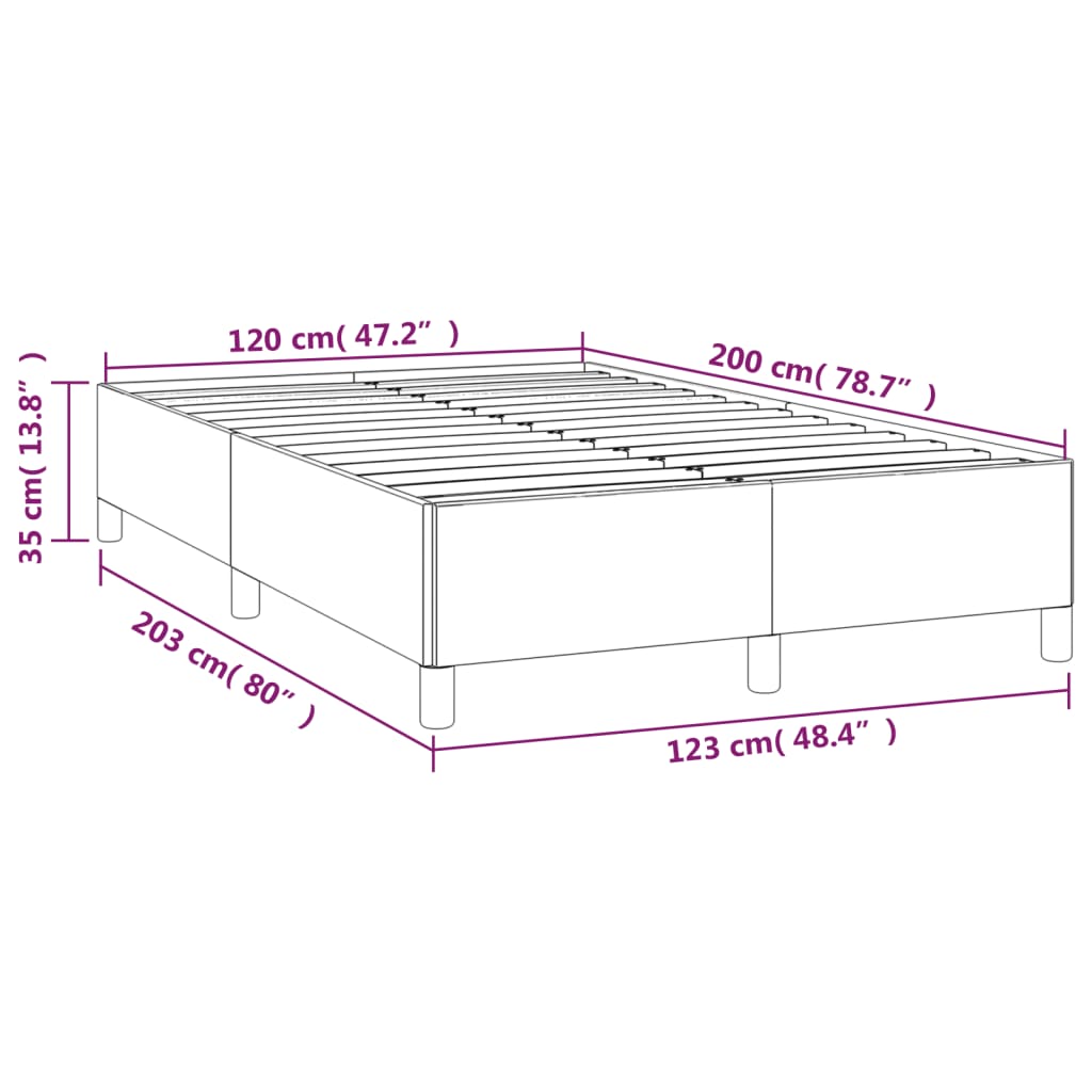 Cadre de lit sans matelas marron foncé 120x200 cm tissu - XIOS