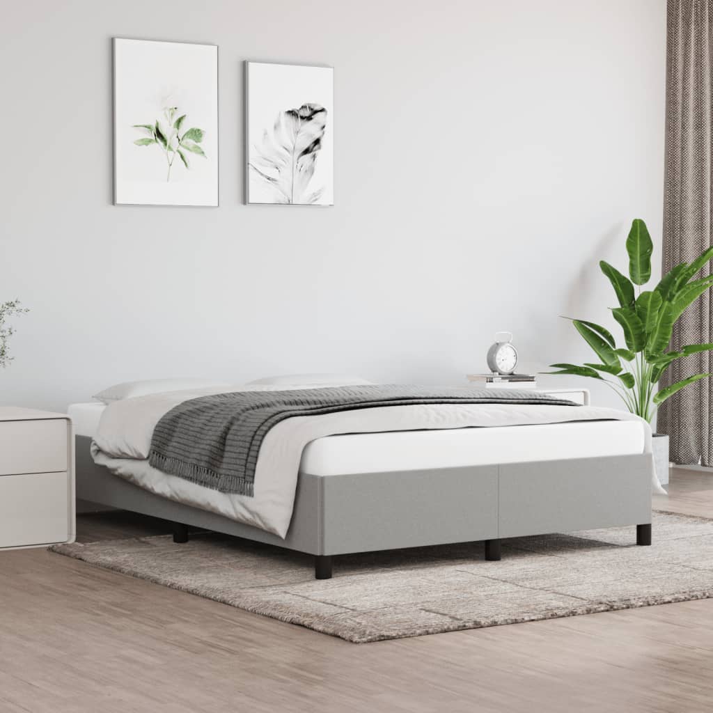 Cadre de lit sans matelas gris clair 140x190 cm tissu - XIOS