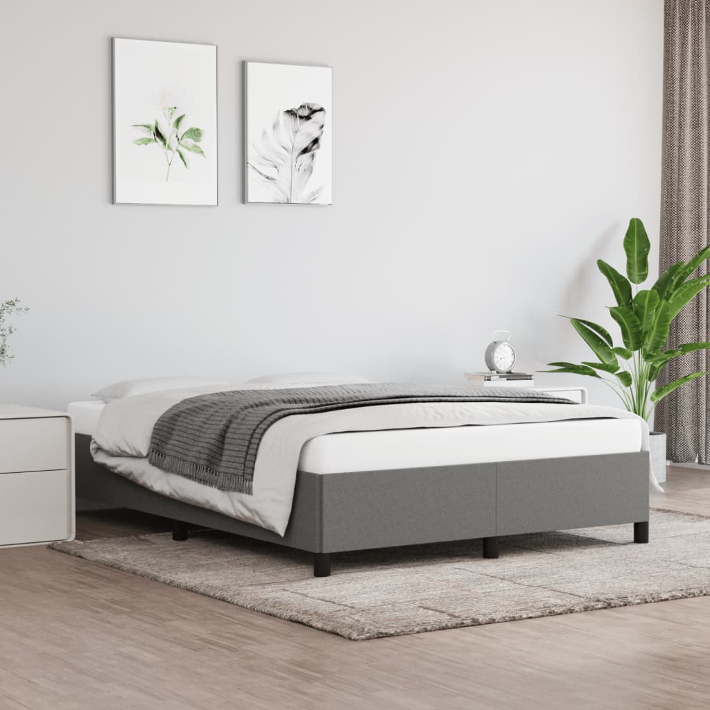 Cadre de lit sans matelas gris foncé 140x190 cm tissu - XIOS