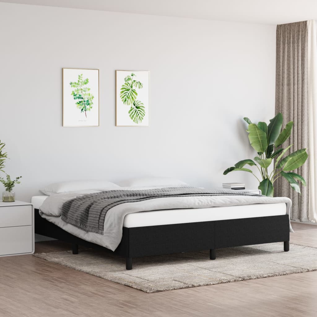 Cadre de lit sans matelas noir 160x200 cm tissu - XIOS