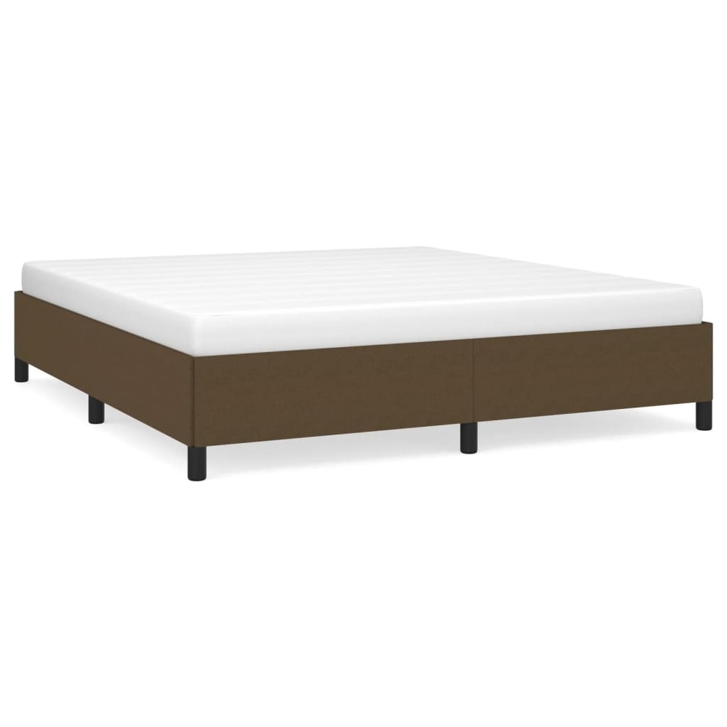 Cadre de lit sans matelas marron foncé 160x200 cm tissu - XIOS