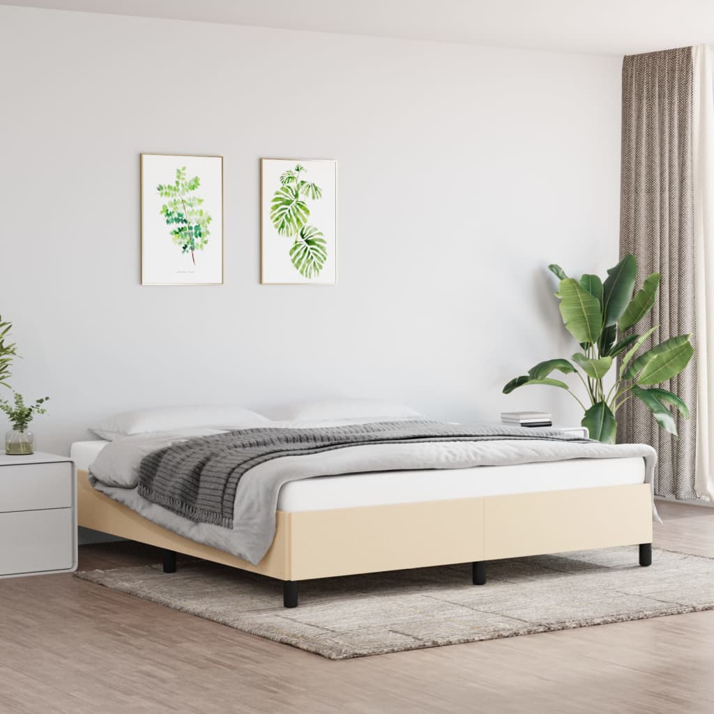 Cadre de lit sans matelas crème 160x200 cm tissu - XIOS