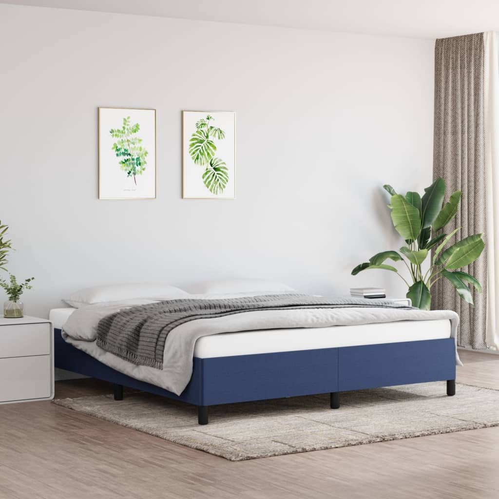 Cadre de lit sans matelas bleu 180x200 cm tissu - XIOS