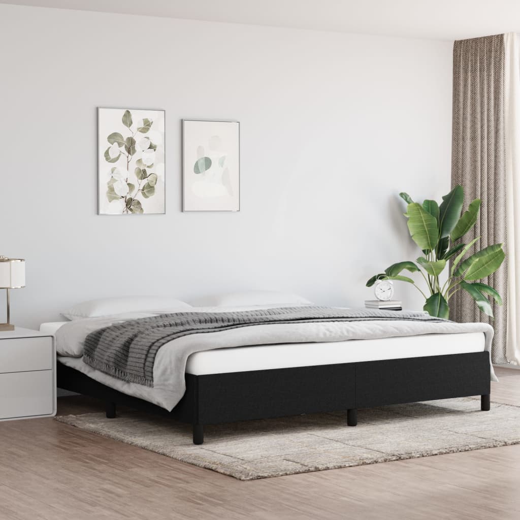 Cadre de lit sans matelas noir 200x200 cm tissu - XIOS