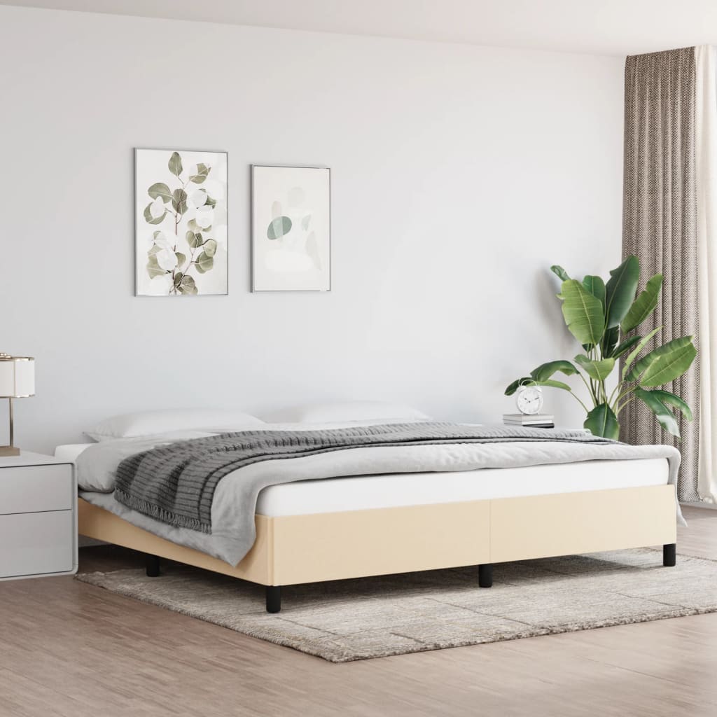 Cadre de lit sans matelas crème 200x200 cm tissu - XIOS