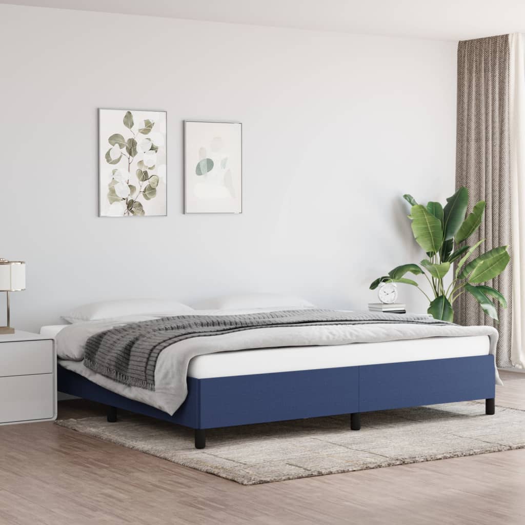 Cadre de lit sans matelas bleu 200x200 cm tissu - XIOS