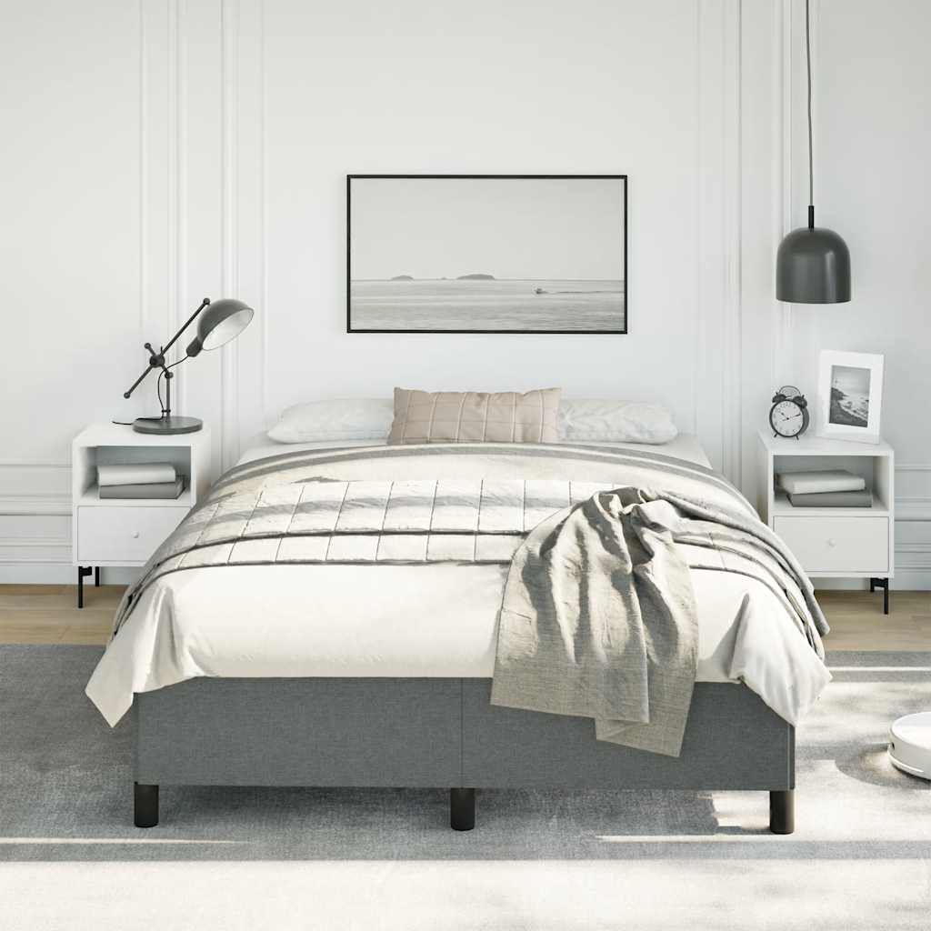 Cadre de lit sans matelas gris foncé 137x190 cm tissu - XIOS