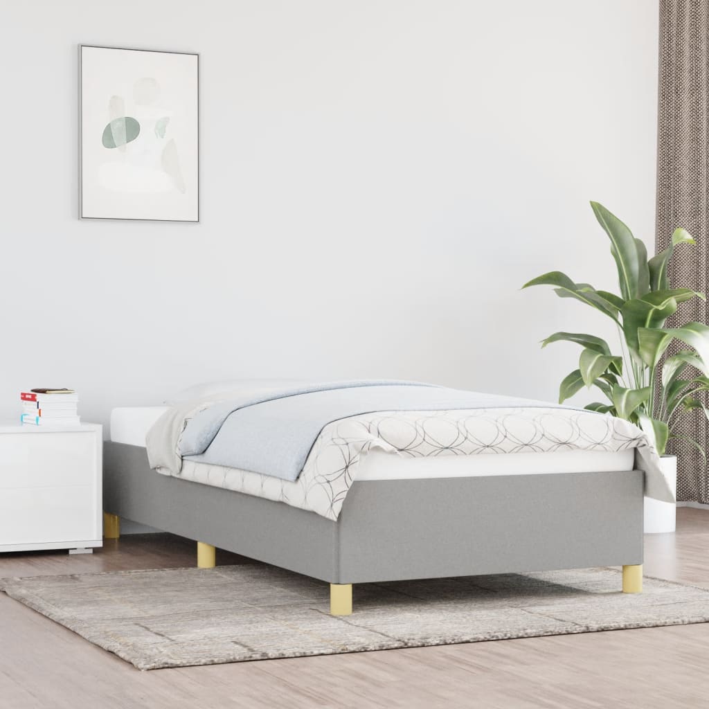 Cadre de lit sans matelas gris clair 90x190 cm tissu - XIOS