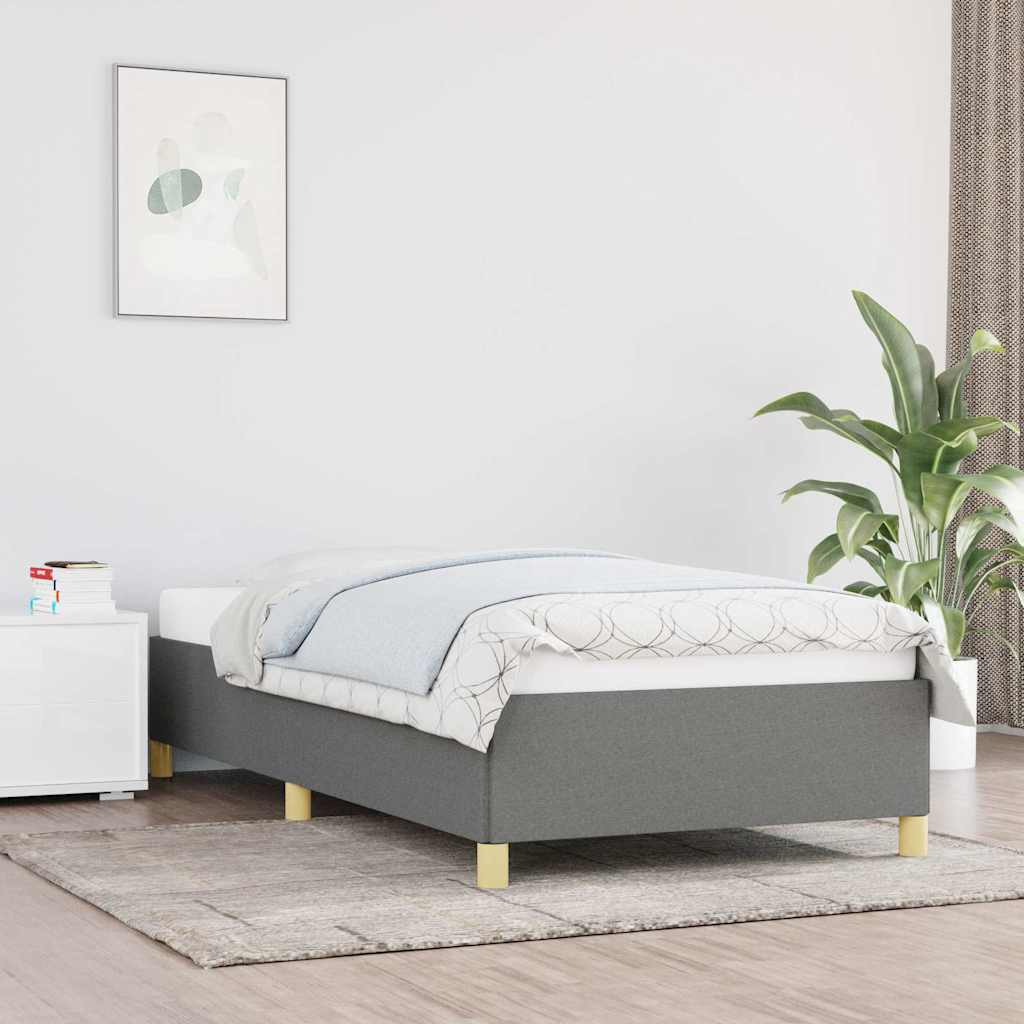 Cadre de lit sans matelas gris foncé 90x200 cm tissu - XIOS