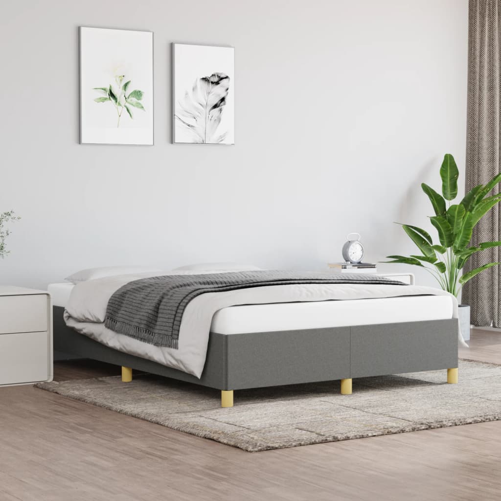 Cadre de lit sans matelas gris foncé 140x190 cm tissu - XIOS