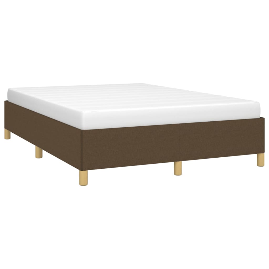 Cadre de lit sans matelas marron foncé 140x190 cm tissu - XIOS