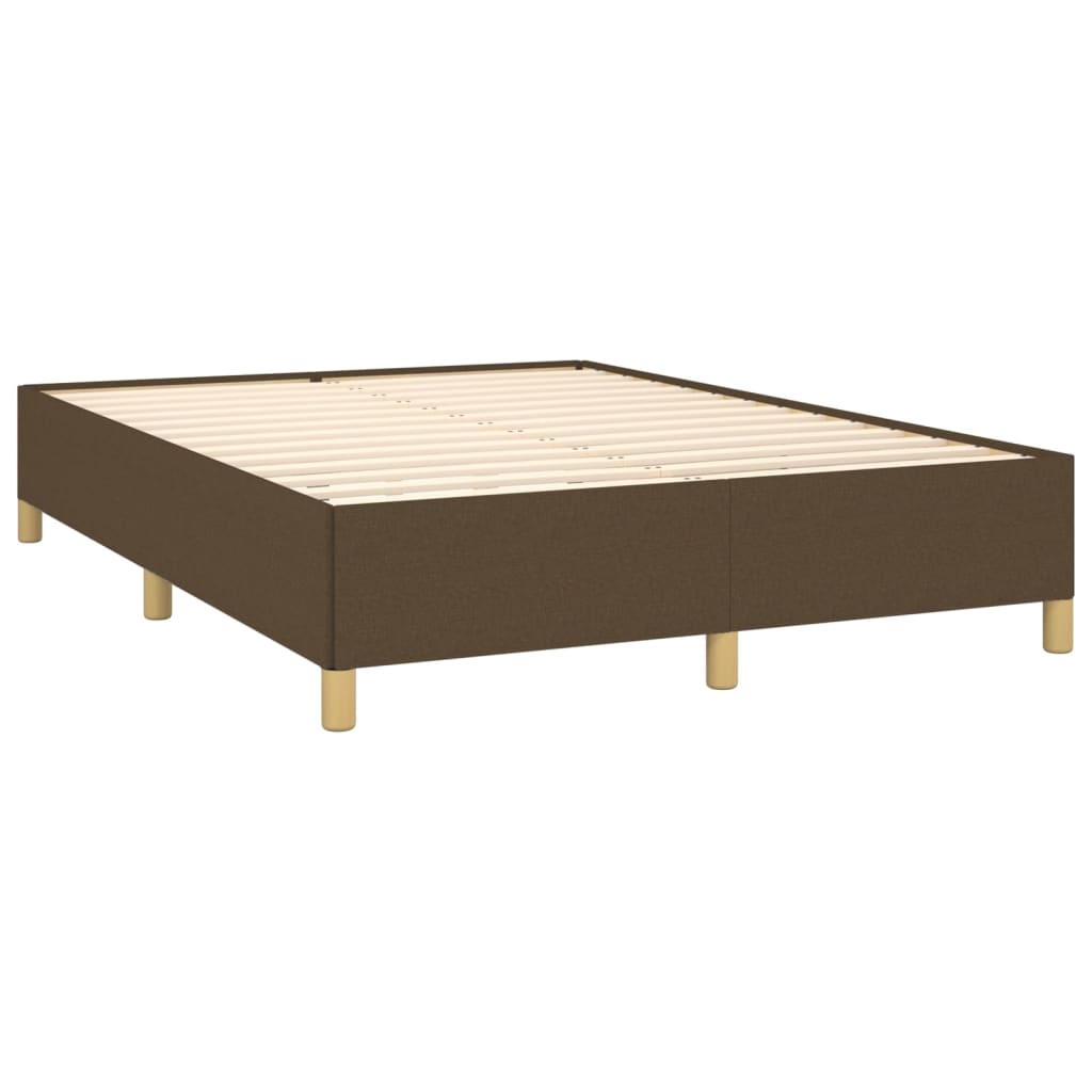 Cadre de lit sans matelas marron foncé 140x190 cm tissu - XIOS