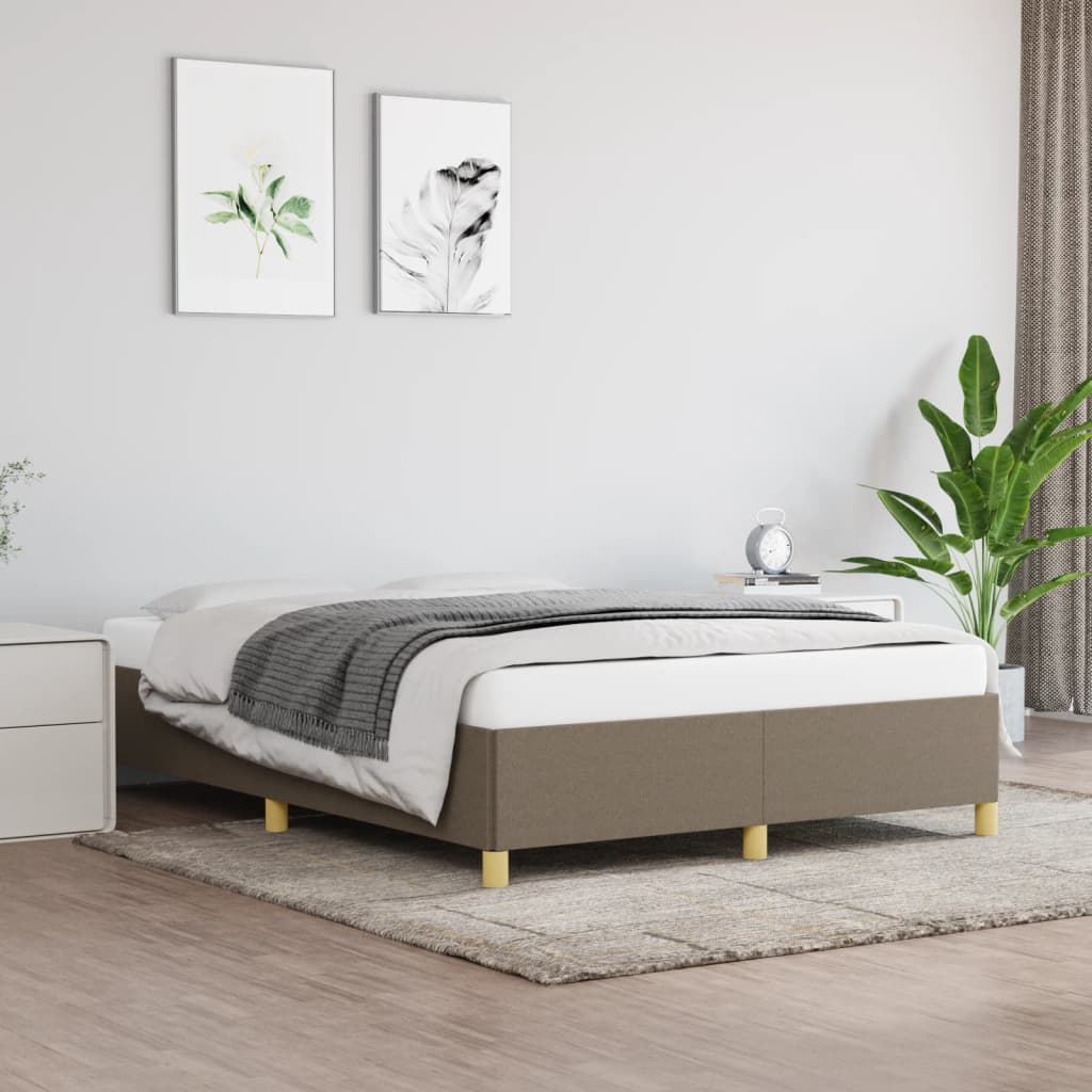 Cadre de lit sans matelas taupe 140x190 cm tissu - XIOS
