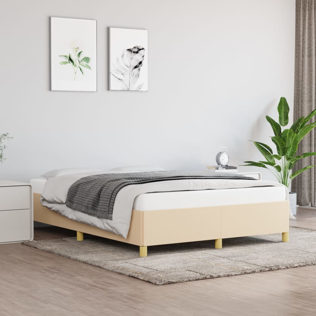 Cadre de lit sans matelas crème 140x190 cm tissu - XIOS
