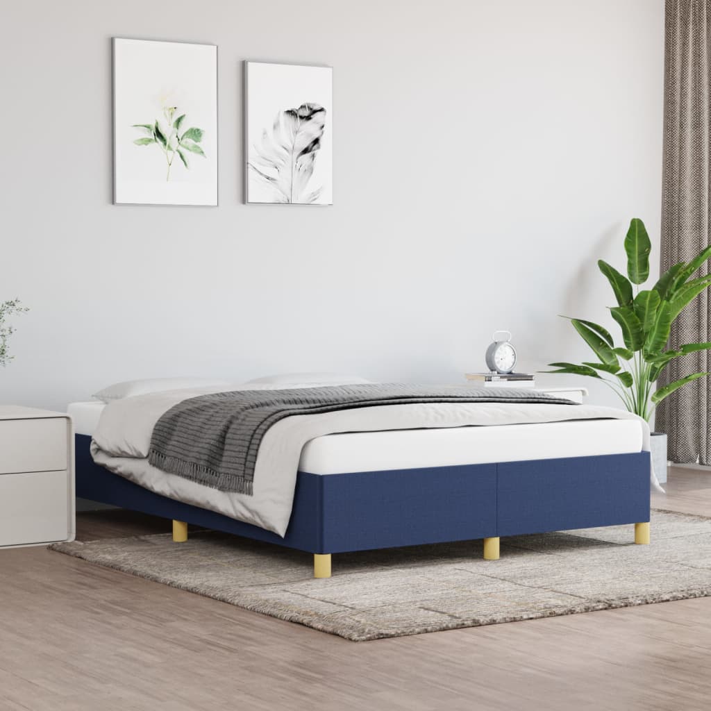 Cadre de lit sans matelas bleu 140x190 cm tissu - XIOS