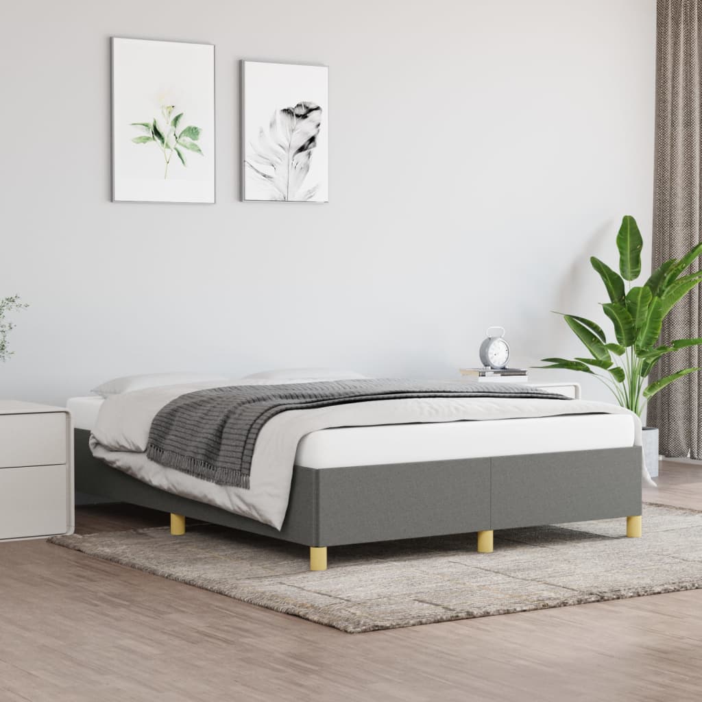 Cadre de lit sans matelas gris foncé 140x200 cm tissu - XIOS
