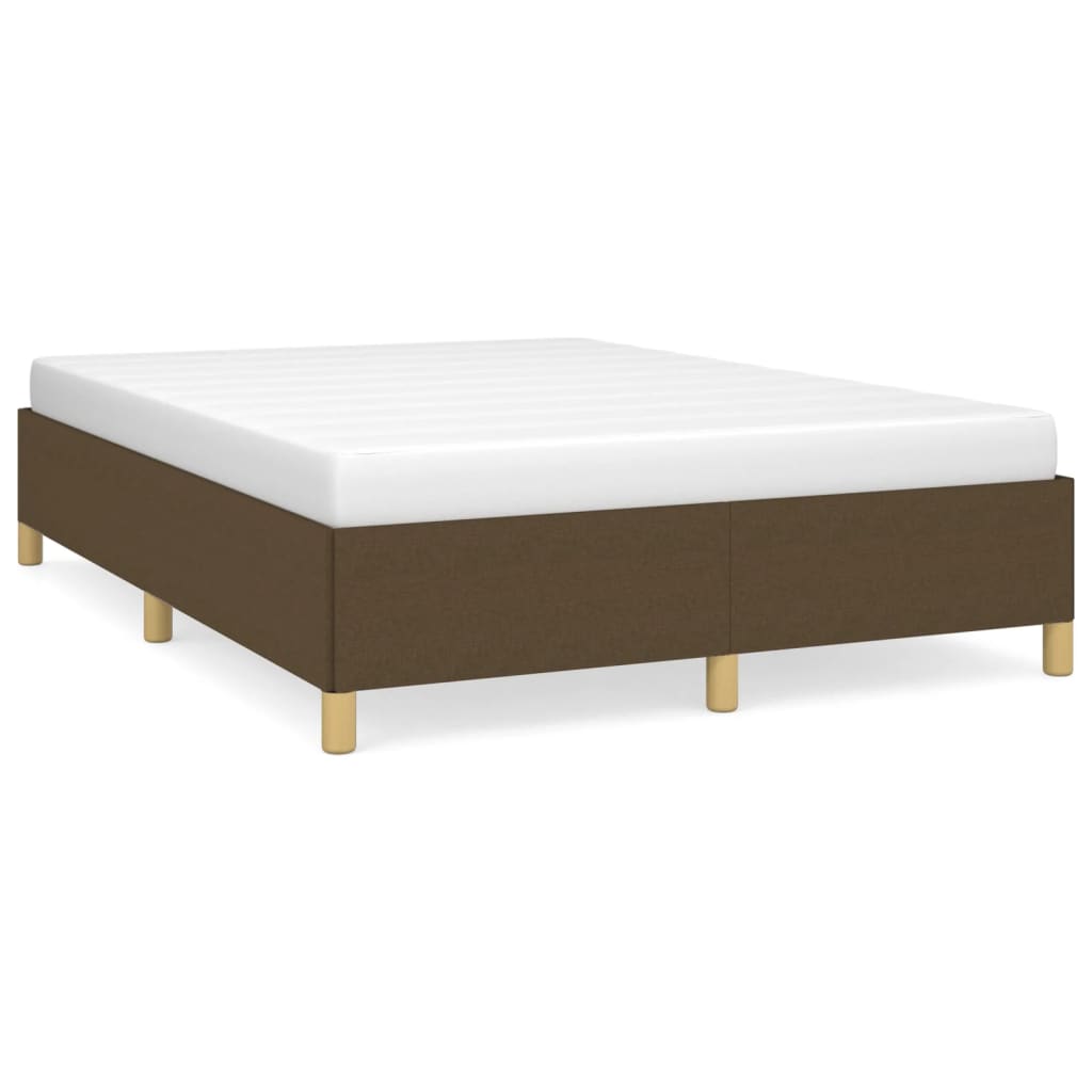 Cadre de lit sans matelas marron foncé 140x200 cm tissu - XIOS