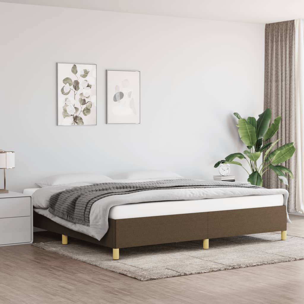 Cadre de lit sans matelas marron foncé 200x200 cm tissu - XIOS