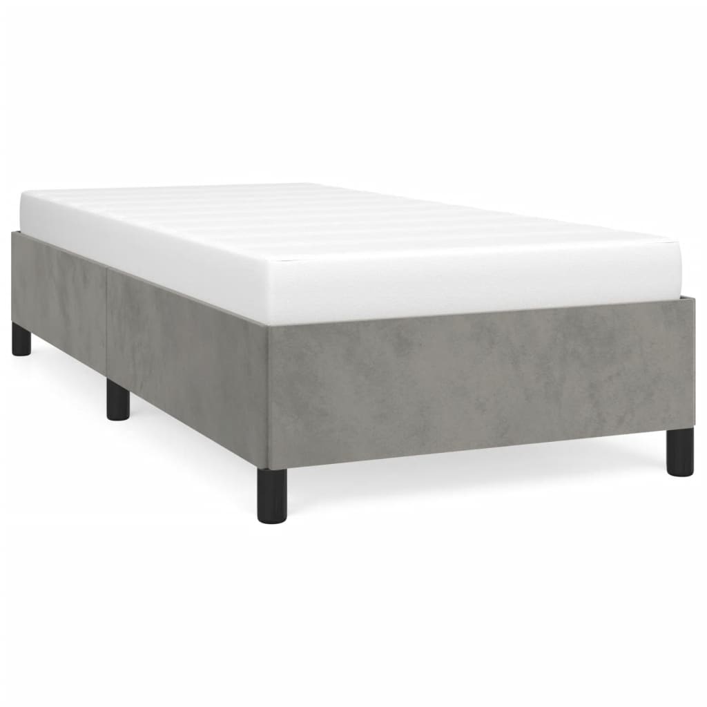Cadre de lit sans matelas gris clair 90x190 cm velours - XIOS
