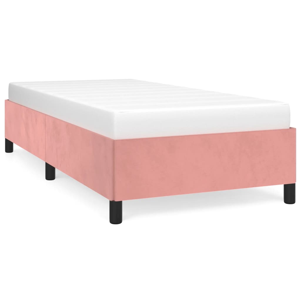 Cadre de lit sans matelas rose 90x190 cm velours - XIOS