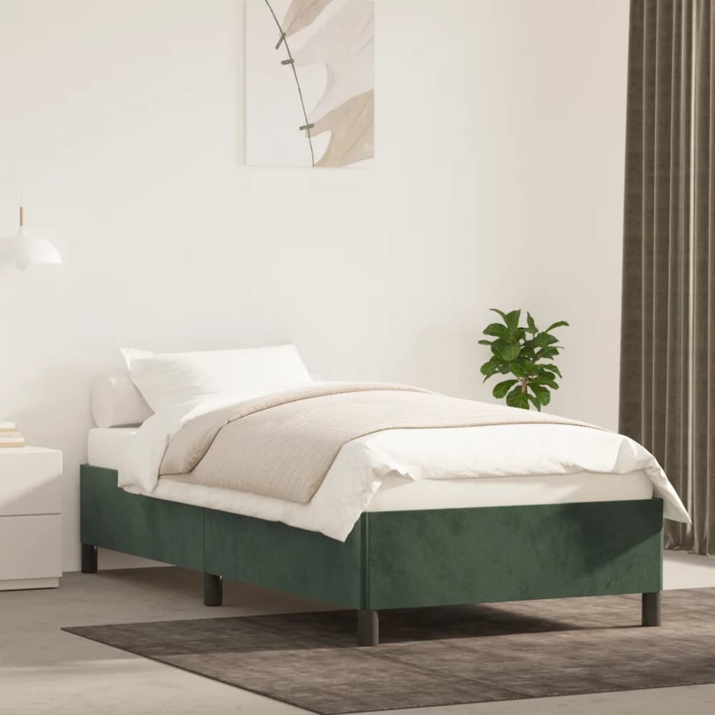 Cadre de lit sans matelas vert foncé 90x200 cm velours - XIOS