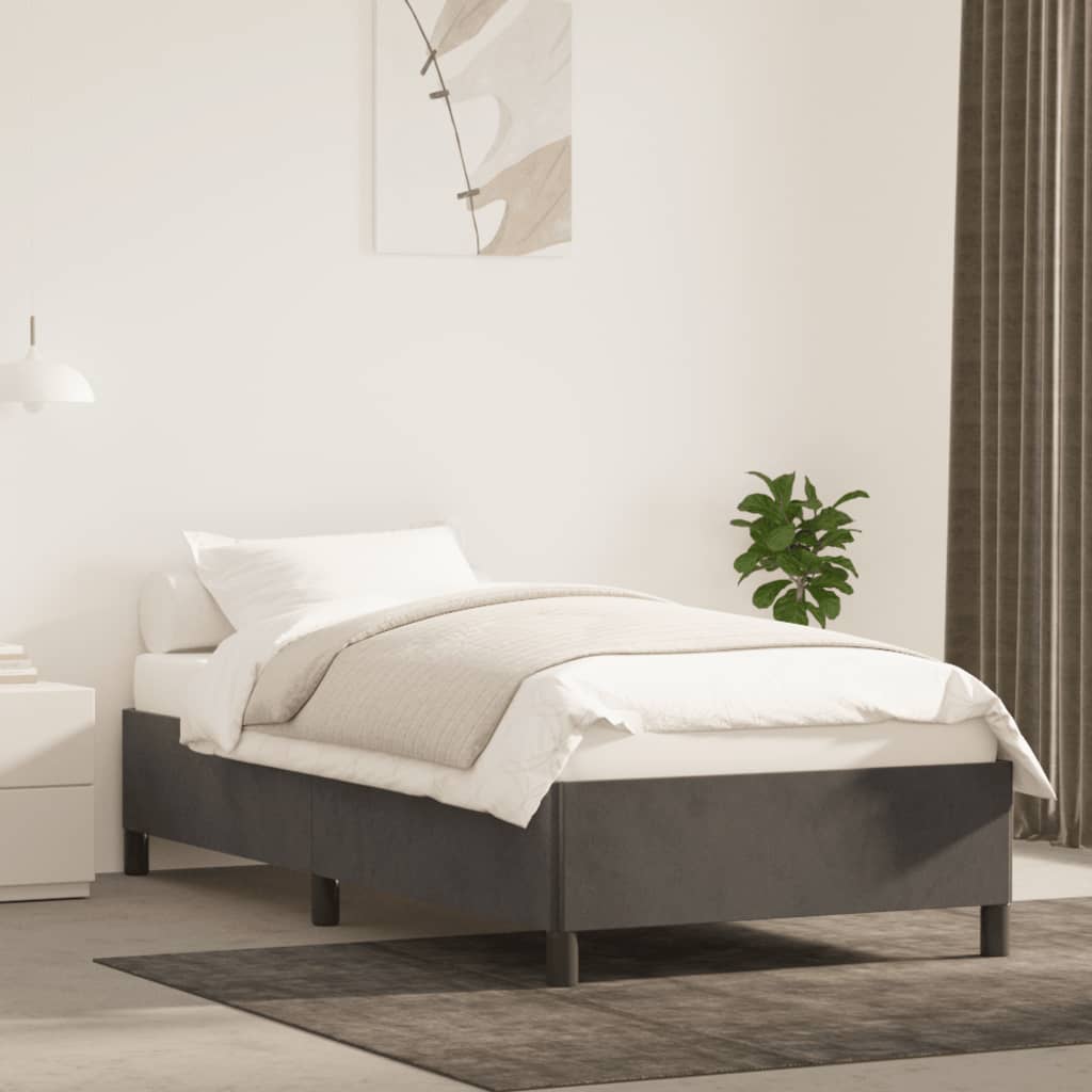 Cadre de lit sans matelas gris foncé 100x200 cm velours - XIOS