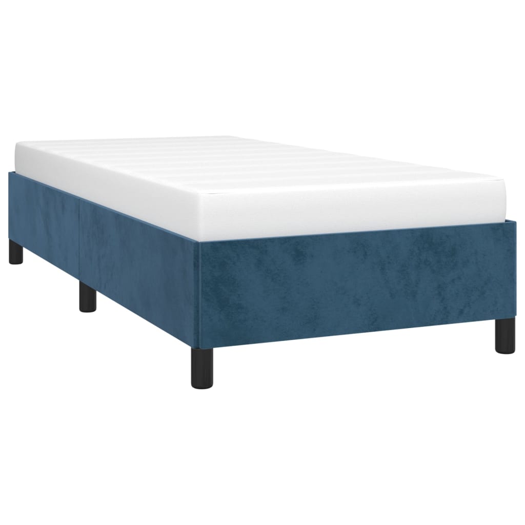 Cadre de lit sans matelas bleu foncé 100x200 cm velours - XIOS