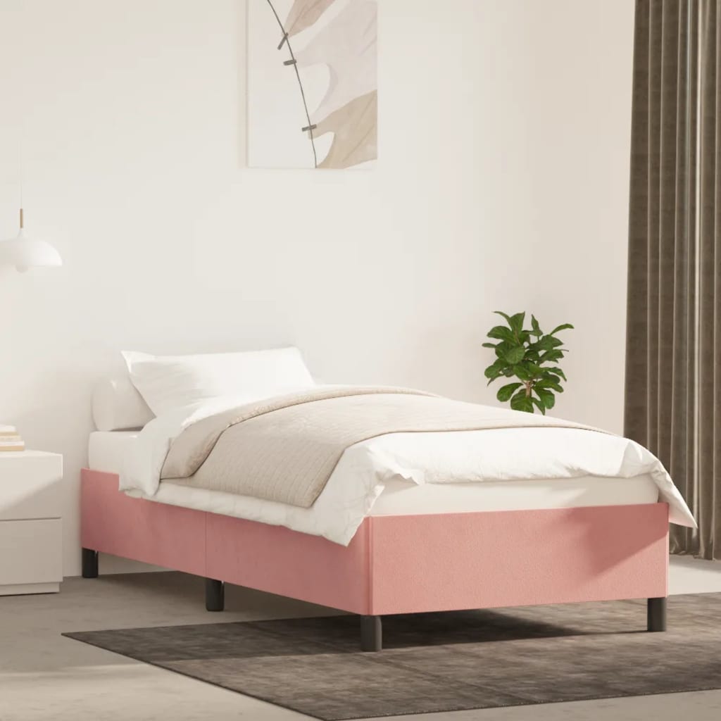 Cadre de lit sans matelas rose 100x200 cm velours - XIOS