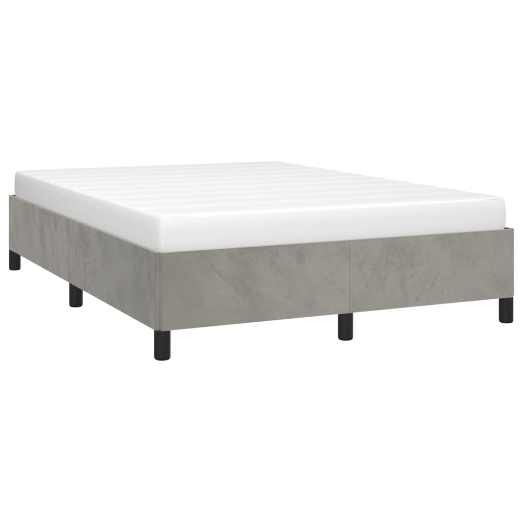 Cadre de lit sans matelas gris clair 140x190 cm velours - XIOS