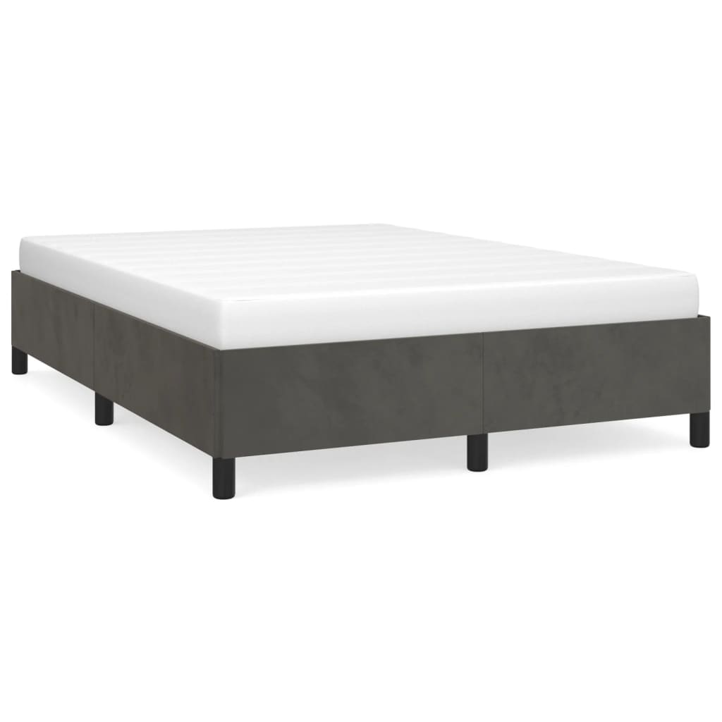 Cadre de lit sans matelas gris foncé 140x190 cm velours - XIOS