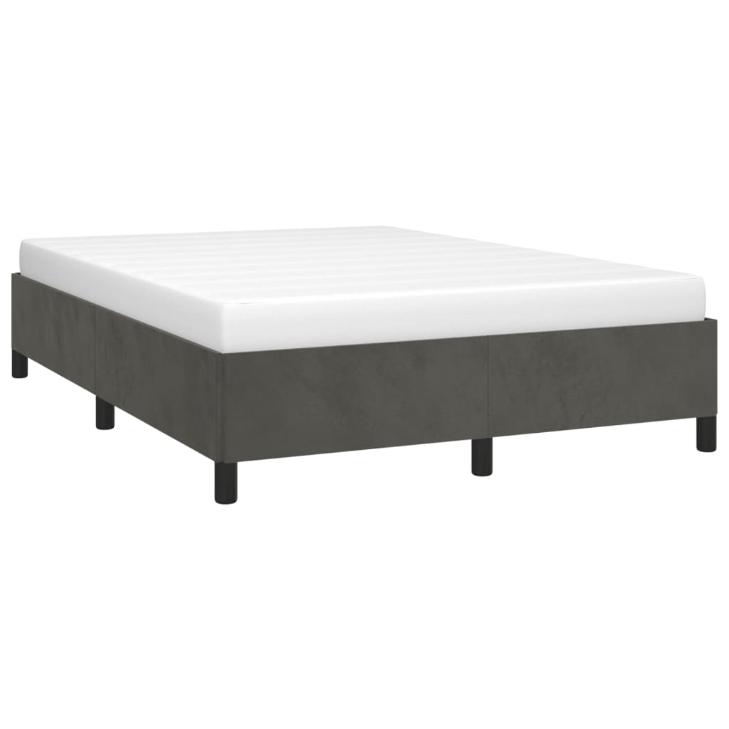 Cadre de lit sans matelas gris foncé 140x190 cm velours - XIOS