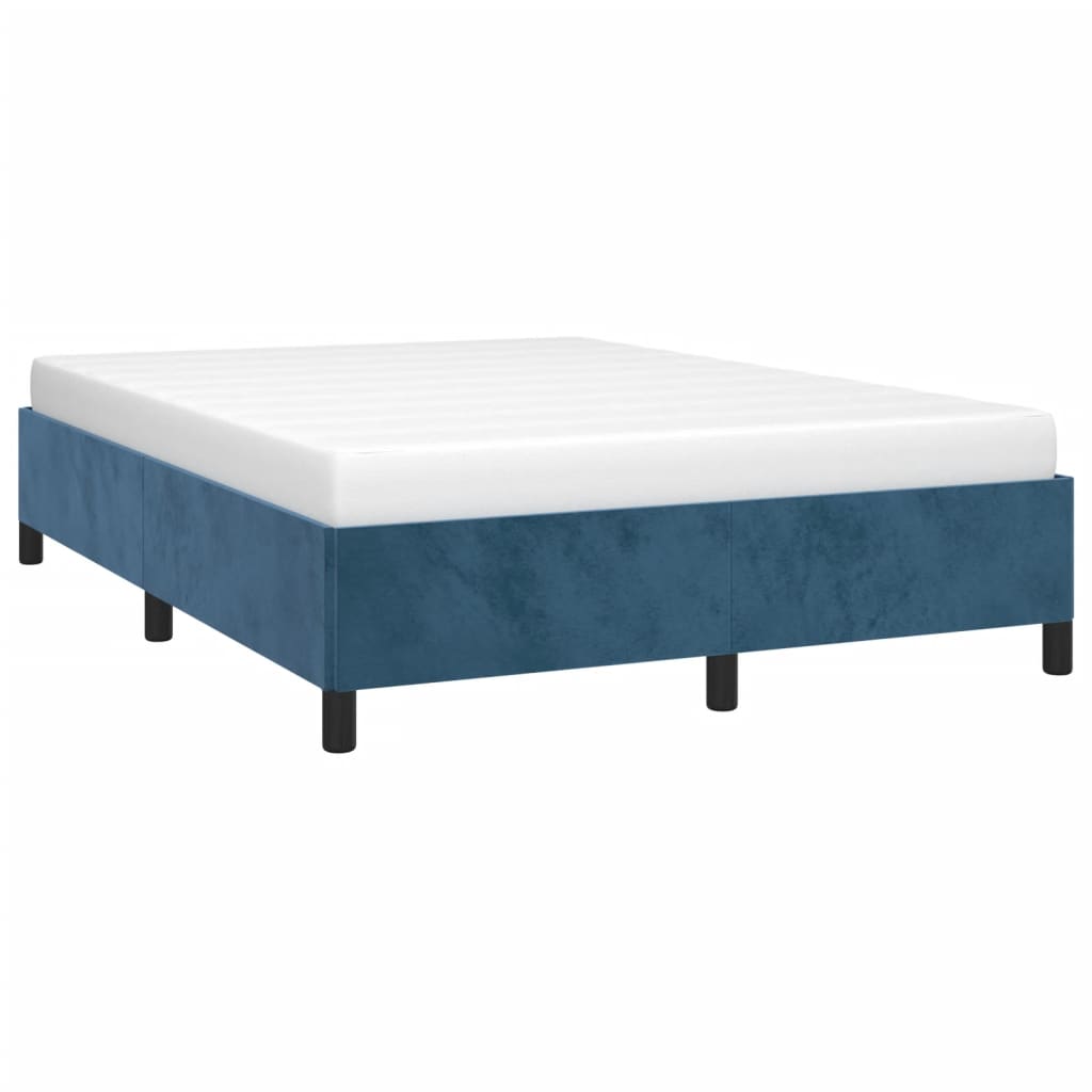 Cadre de lit sans matelas bleu foncé 140x190 cm velours - XIOS