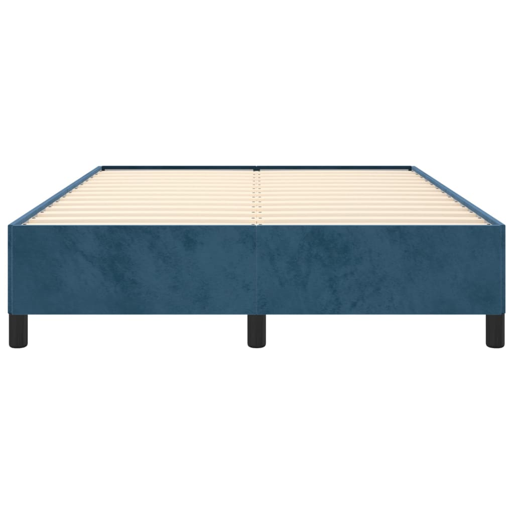 Cadre de lit sans matelas bleu foncé 140x190 cm velours - XIOS