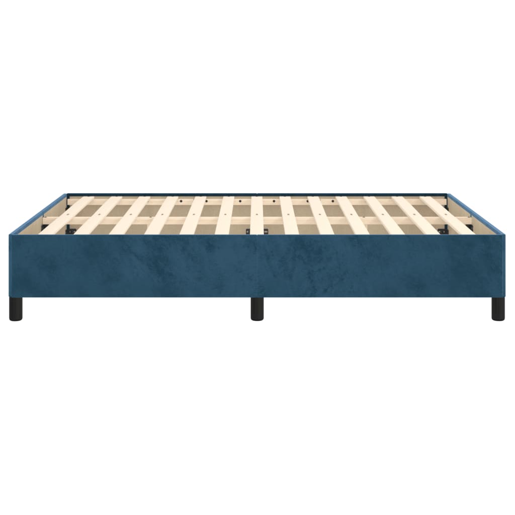 Cadre de lit sans matelas bleu foncé 140x190 cm velours - XIOS
