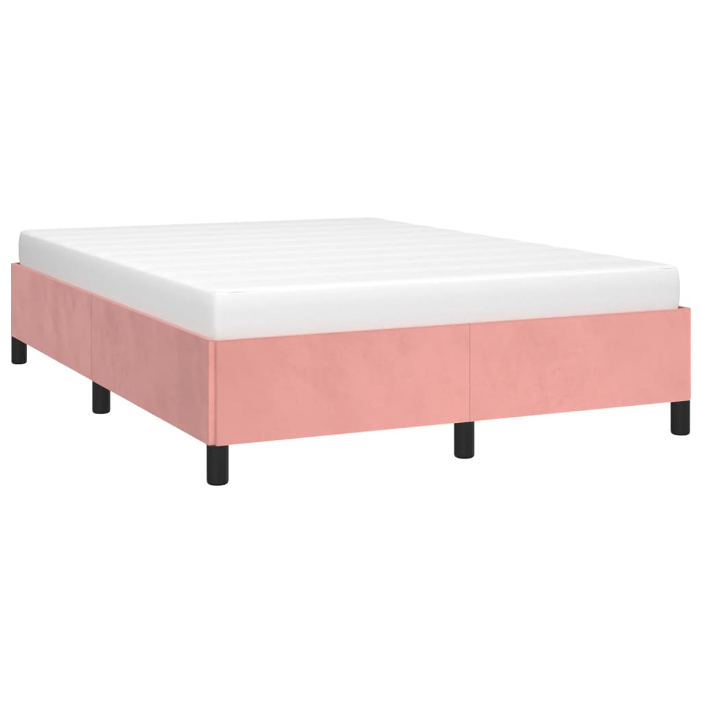 Cadre de lit sans matelas rose 140x190 cm velours - XIOS