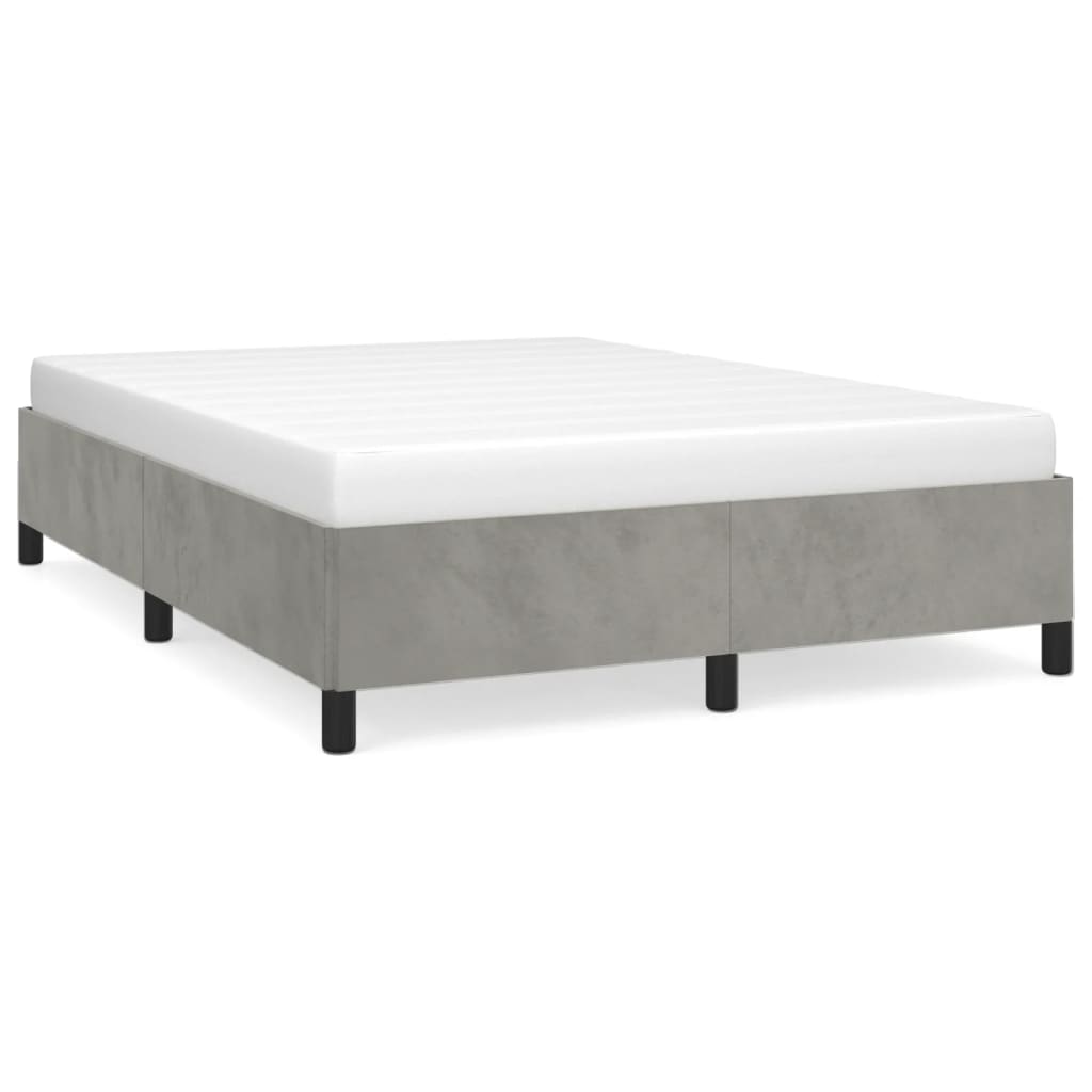 Cadre de lit sans matelas gris clair 140x200 cm velours - XIOS