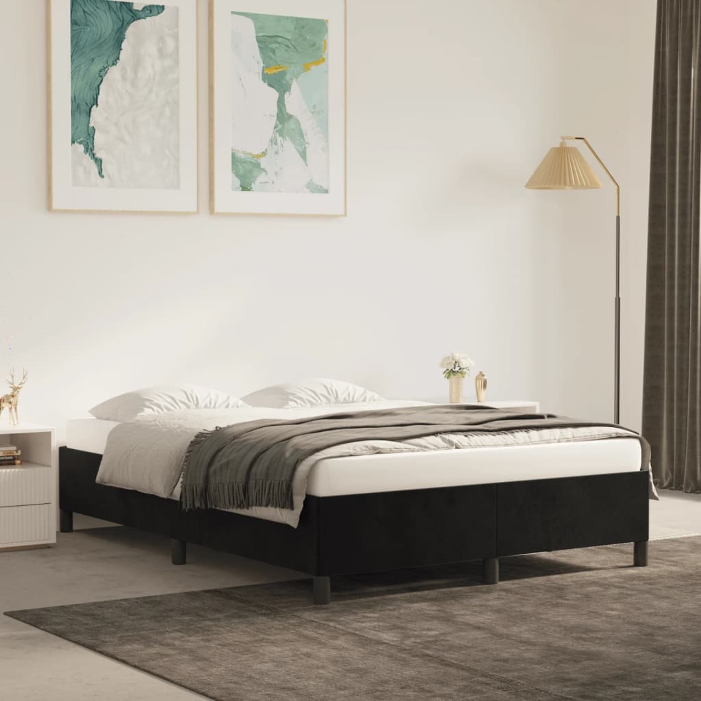 Cadre de lit sans matelas noir 140x200 cm velours - XIOS
