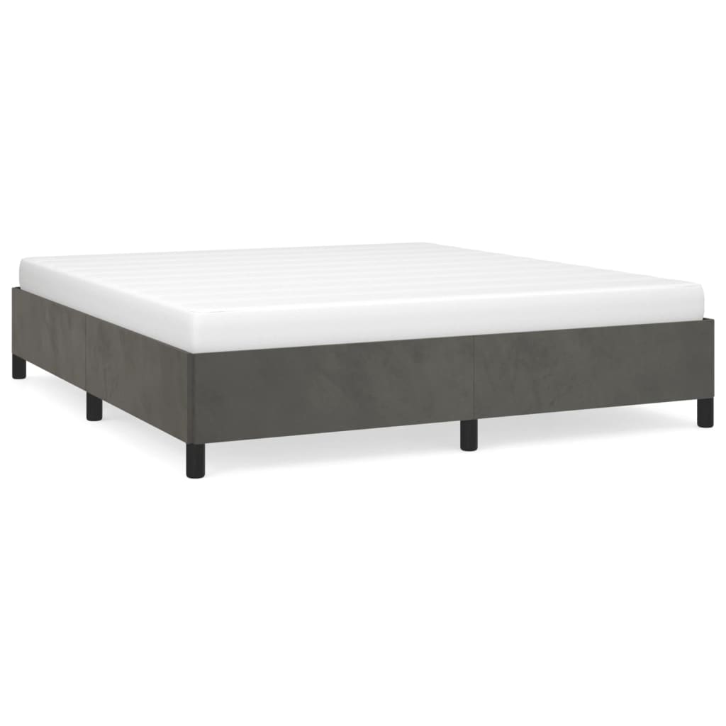 Cadre de lit sans matelas gris foncé 160x200 cm velours - XIOS