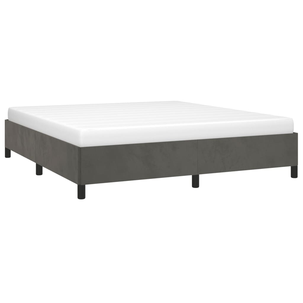 Cadre de lit sans matelas gris foncé 160x200 cm velours - XIOS