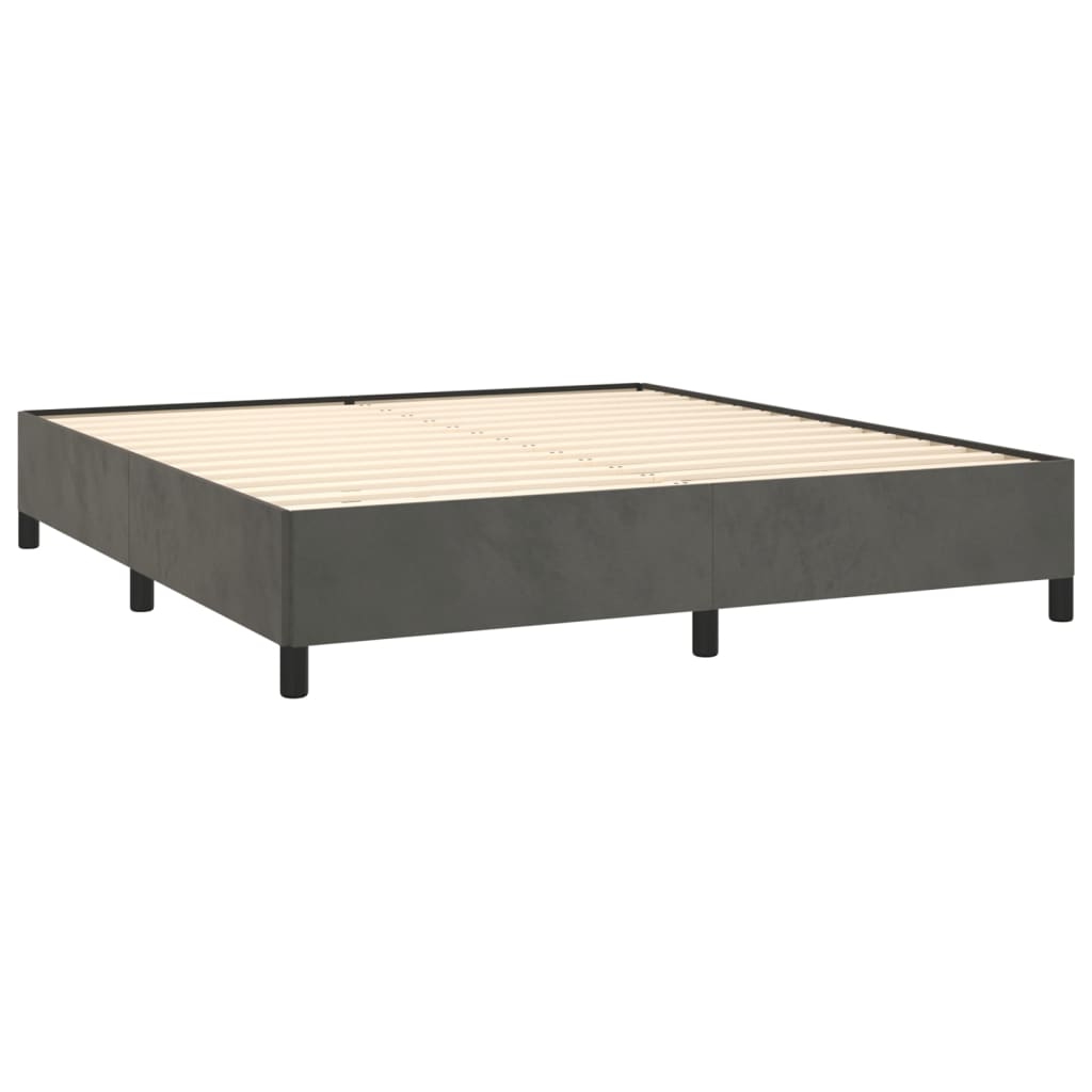 Cadre de lit sans matelas gris foncé 160x200 cm velours - XIOS