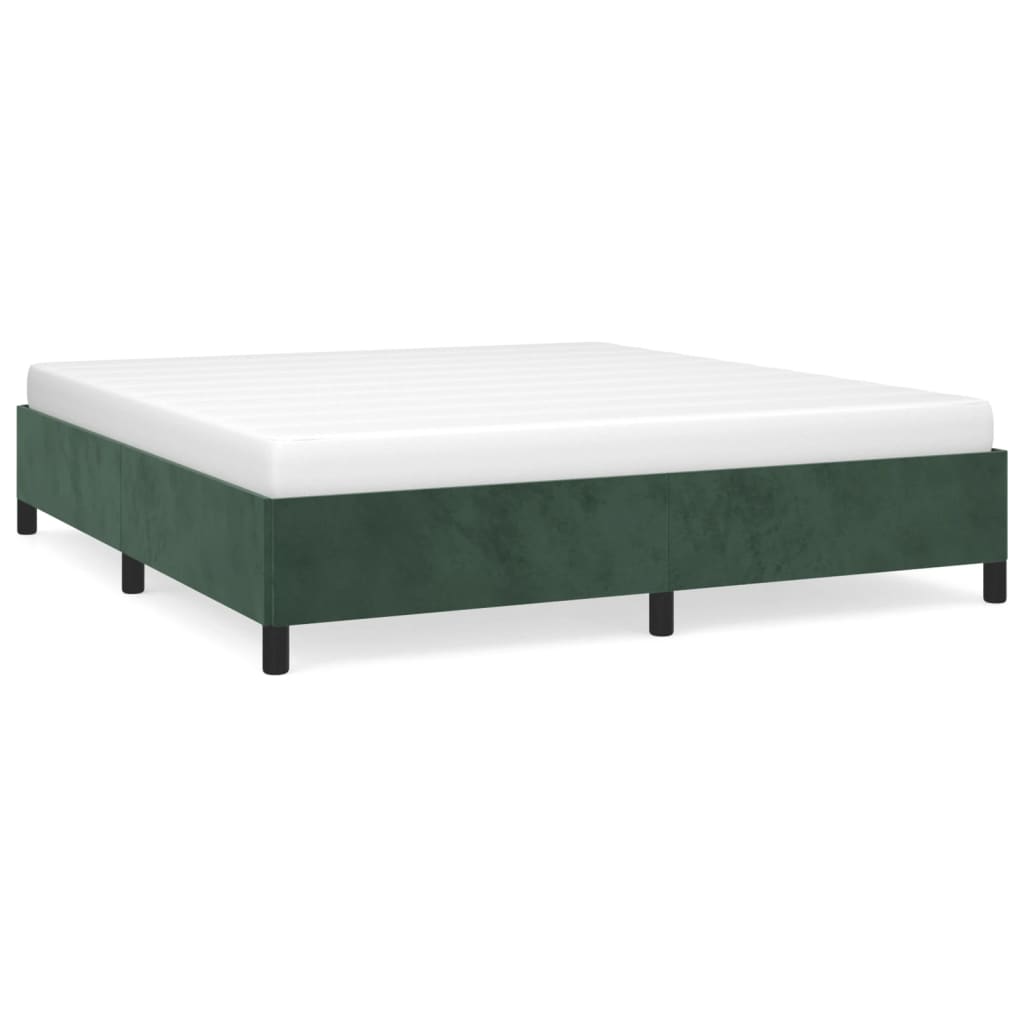 Cadre de lit sans matelas vert foncé 160x200 cm velours - XIOS