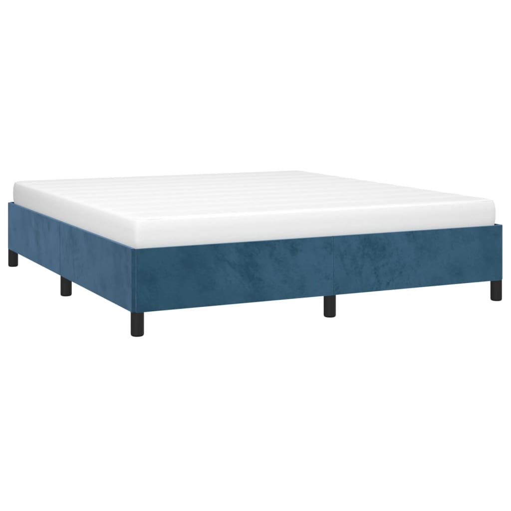 Cadre de lit sans matelas bleu foncé 160x200 cm velours - XIOS