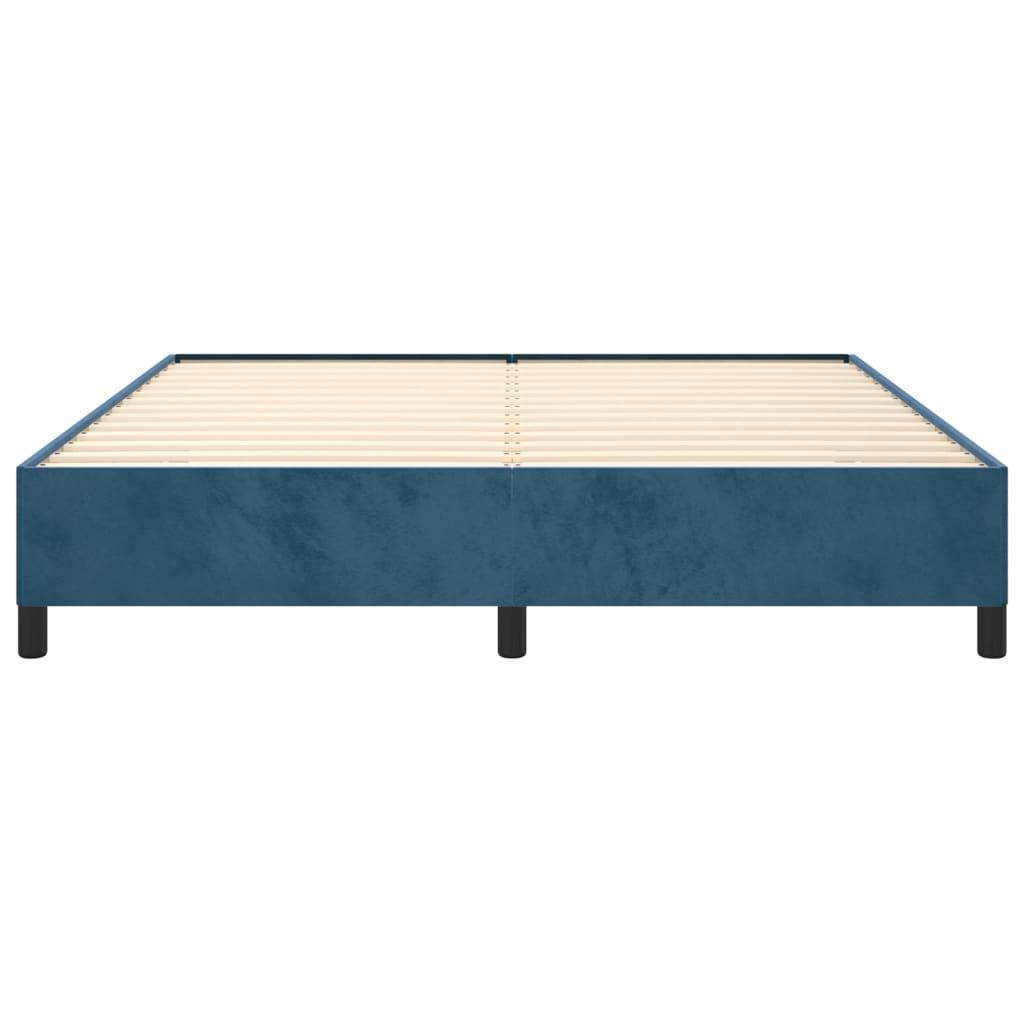 Cadre de lit sans matelas bleu foncé 160x200 cm velours - XIOS