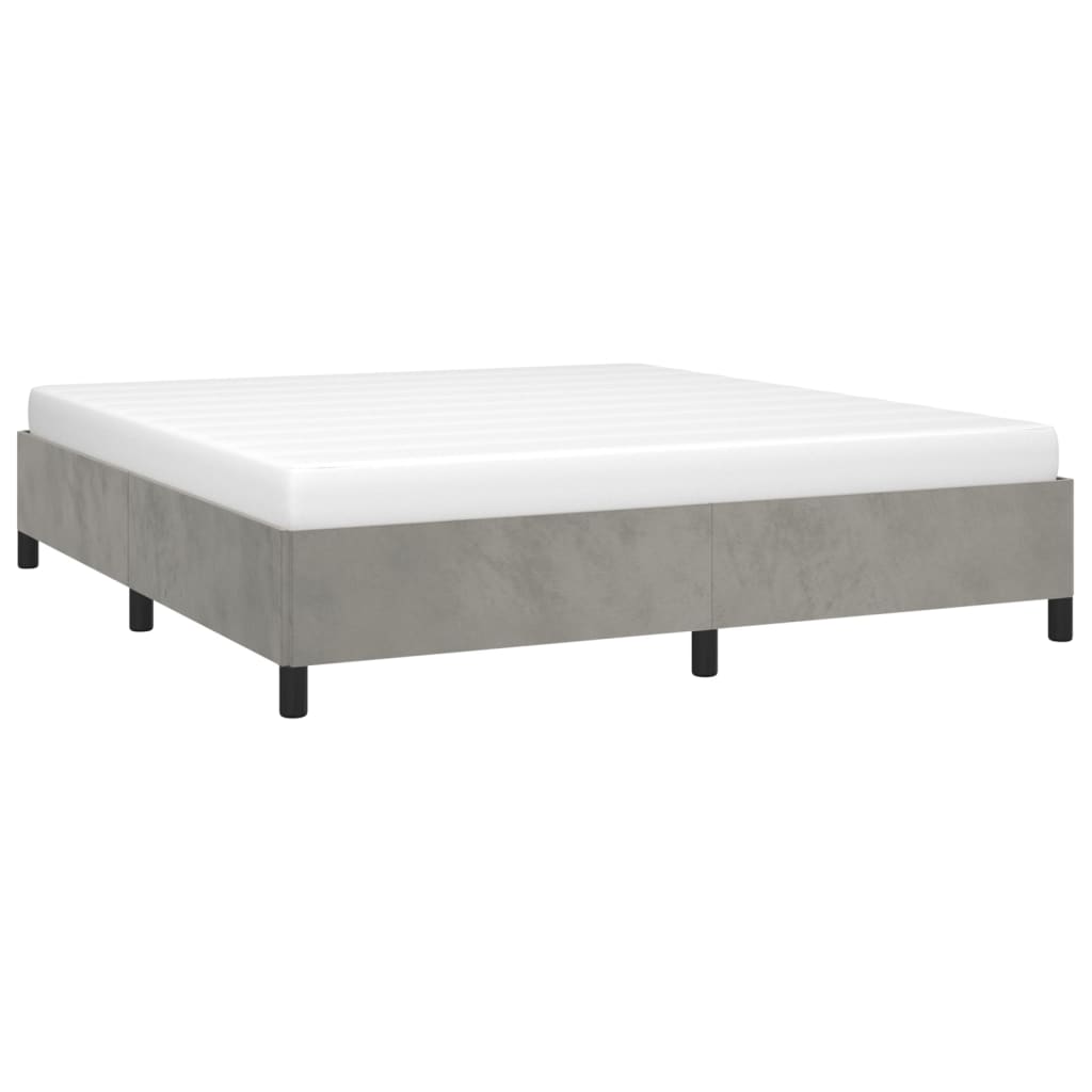 Cadre de lit sans matelas gris clair 180x200 cm velours - XIOS