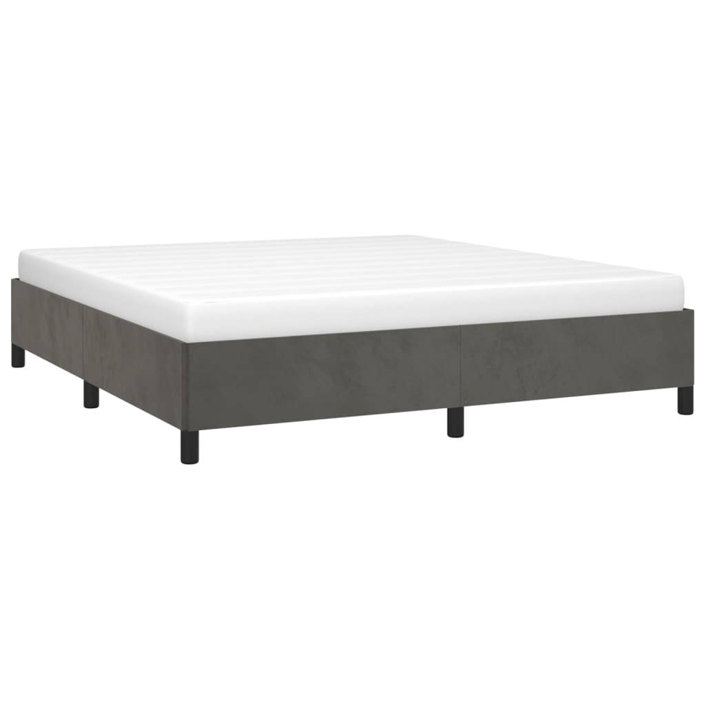 Cadre de lit sans matelas gris foncé 180x200 cm velours - XIOS