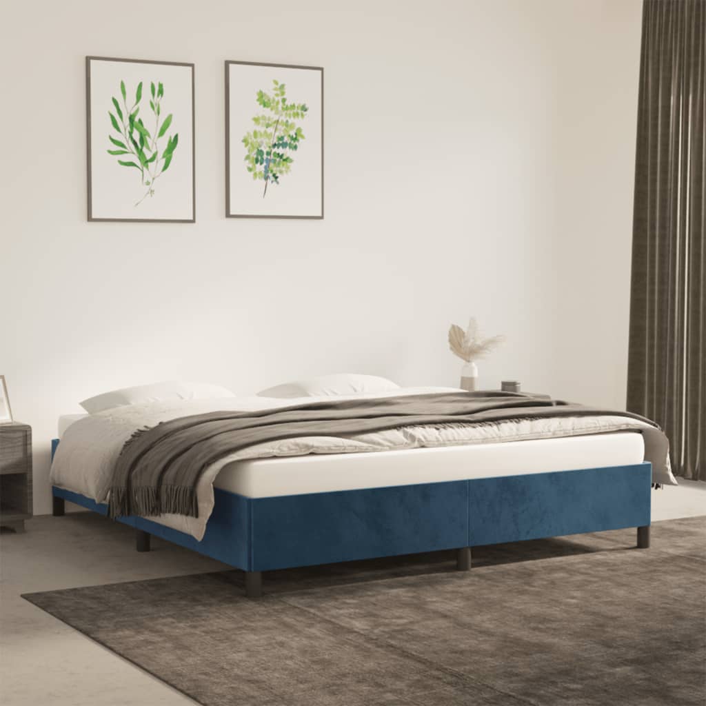 Cadre de lit sans matelas bleu foncé 180x200 cm velours - XIOS