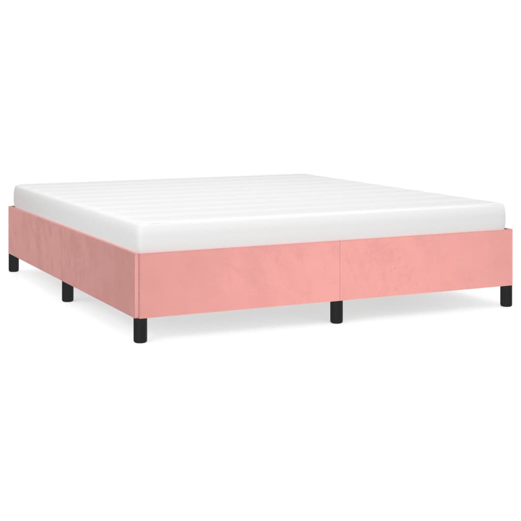 Cadre de lit sans matelas rose 180x200 cm velours - XIOS
