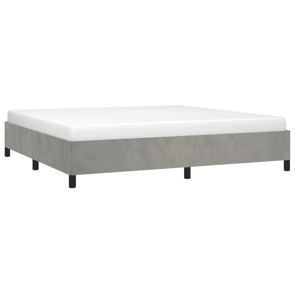 Cadre de lit sans matelas gris clair 200x200 cm velours - XIOS